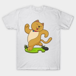 Cat with Choker at Running T-Shirt